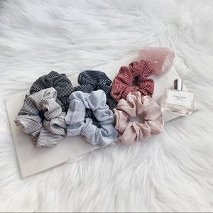 5 🌟 🆕 6 PACK Striped Scrunchies